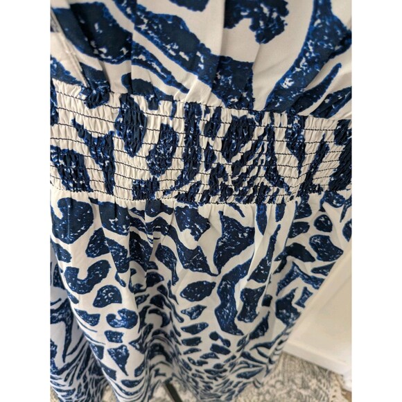 Girl Soul Dress Women's 3X Abstract Blue White Print Western Fit & Flare Midi - Picture 3 of 12